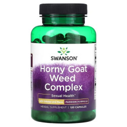 Горянка, трибулус и мака комплекс, Swanson Horny Goat Weed Complex, 120 капсул