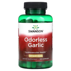 Часник без запаху 500 мг, Odorless Garlic Swanson, 100 капсул