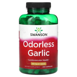 Чеснок без запаха 500 мг, Swanson Odorless Garlic, 200 капсул
