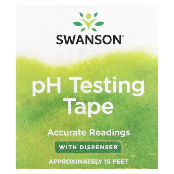 Стрічка для перевірки pH, pH Testing Tape With Dispenser, Swanson, з дозатором, прибл. 4,5 м