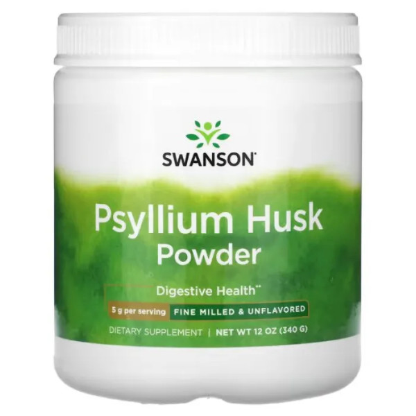 Подорожник, Psyllium Husk Powder, Swanson, з лушпиння насіння порошок, 340 г