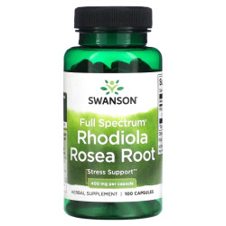 Родіола рожева, корінь, Swanson Rhodiola Rosea Root, 400 мг, 100 капсул