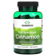 Корица 375 мг, Swanson Cinnamon, полный спектр, 180 капсул
