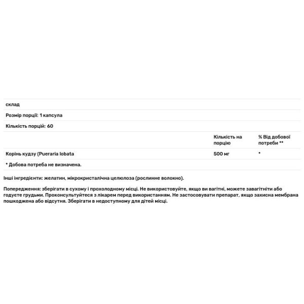 Кудзу корінь, Kudzu Root, Swanson, повного спектру, 500 мг, 60 капсул