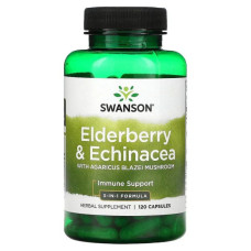 Бузина з ехінацеєю та грибом агарик, Swanson Elderberry & Echinacea with Agaricus, 120 капсул