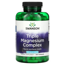 Магний комплекс 400 мг, Swanson Triple Magnesium Complex, 300 капсул