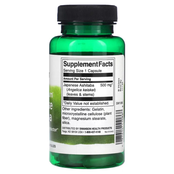 Японська ашитаба повного спектру, Japanese Ashitaba, Swanson, 500 мг, 60 капсул