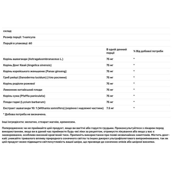 Родіола, ашваганда та женьшень, Adaptogenic Herbal Complex with Rhodiola, Swanson, адаптогенний трав'яний комплекс, 60 капсул