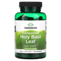 Базилик священный 400 мг, Holy Basil Leaf Swanson, лист, полный спектр, 120 капсул