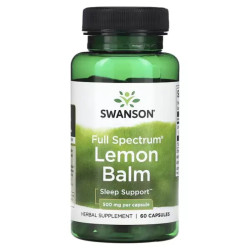 Меліса 500 мг, Swanson Lemon Balm, повний спектр, 60 капсул