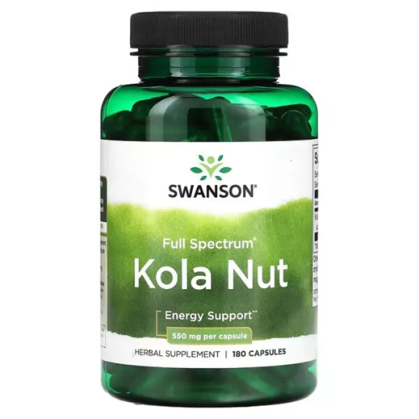 Кольський горіх, Kola Nut, Swanson, повного спектру, 550 мг, 180 капсул