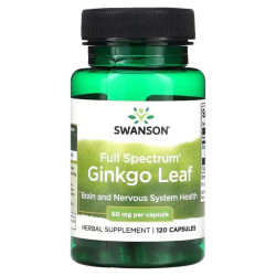 Гінкго білоба 60 мг, Ginkgo Leaf Swanson, листя, 120 капсул