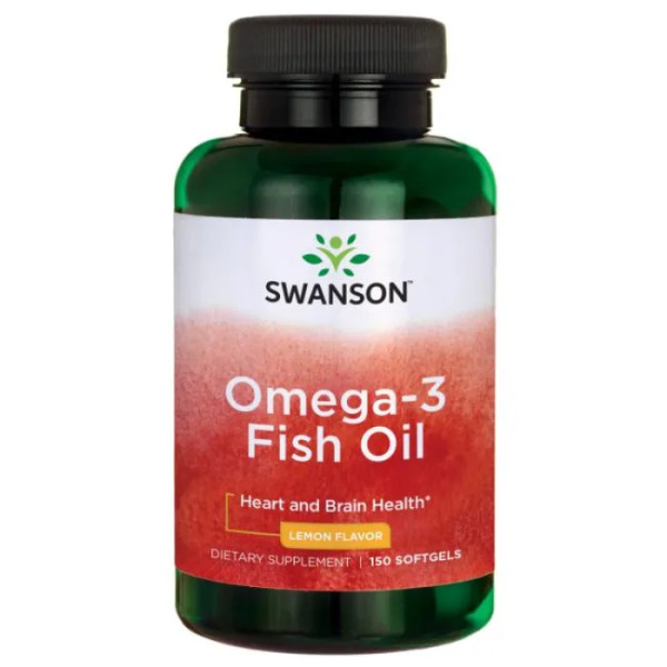 Омега-3, риб'ячий жир, Omega-3 Fish Oili, Swanson, лимонний смак, 150 гелевих капсул