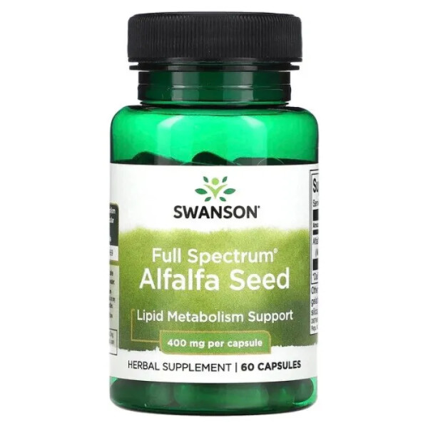 Люцерна, Alfalfa Seed, Swanson, насіння повного спектру, 400 мг, 60 капсул