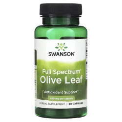 Лист оливи, Full Spectrum Olive Leaf Swanson, повний спектр, 400 мг, 60 капсул