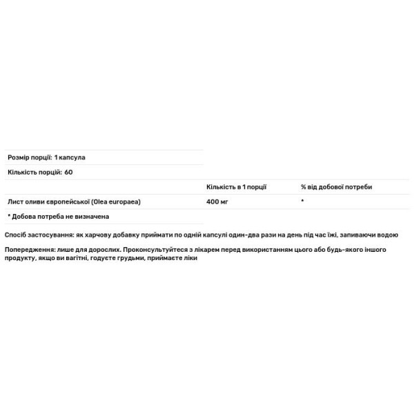 Листя оливкового дерева, Full Spectrum Olive Leaf, Swanson, повного спектру, 400 мг, 60 капсул
