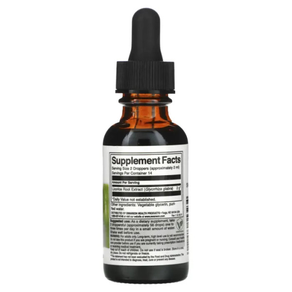 Екстракт кореня солодки, Licorice Root Liquid Extract, Swanson, рідкий, 29.6 мл