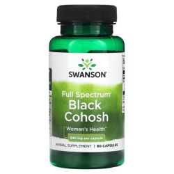 Клопогон 540 мг, Black Cohosh Swanson, повний спектр, 60 капсул