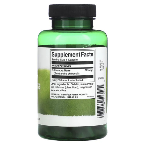 Лимонник, ягоди, Schizandra Berries, Swanson, повного спектру, 525 мг, 90 капсул