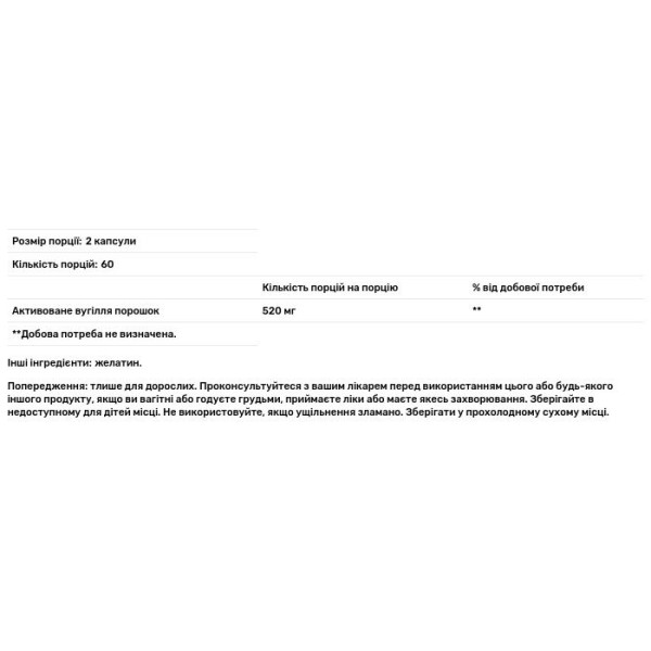 Активоване вугілля, Activated Charcoal, Swanson, 260 мг, 120 капсул