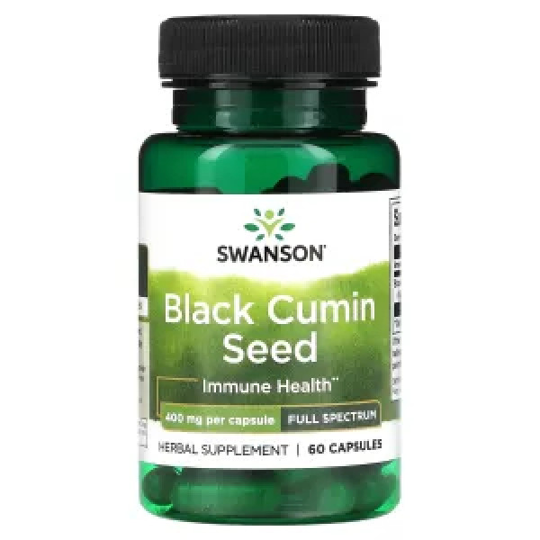 Чорний кмин, Black Cumin Seed, Swanson, зміна, повний спектр, 400 мг, 60 капсул