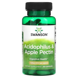 Пробіотик ацидофілус з яблучним пектином 1 млрд КУО, Swanson Acidophilus & Apple Pectin, 90 капсул