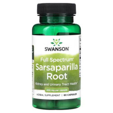 Сарсапарилла 450 мг, Swanson Sarsaparilla Root, полный спектр, 60 капсул