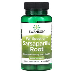 Сарсапарил 450 мг, Swanson Sarsaparilla Root, повний спектр, 60 капсул