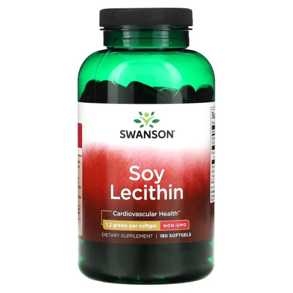 Лецитин із сої, Soy Lecithin, Swanson, 1,2 г, 180 гелевих капсул