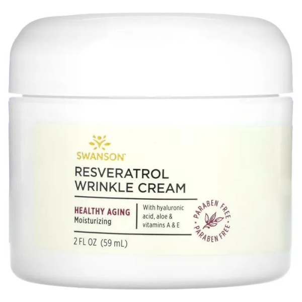 Крем від зморшок, Resveratrol Wrinkle Cream, Swanson, з ресвератролом, 59 мл