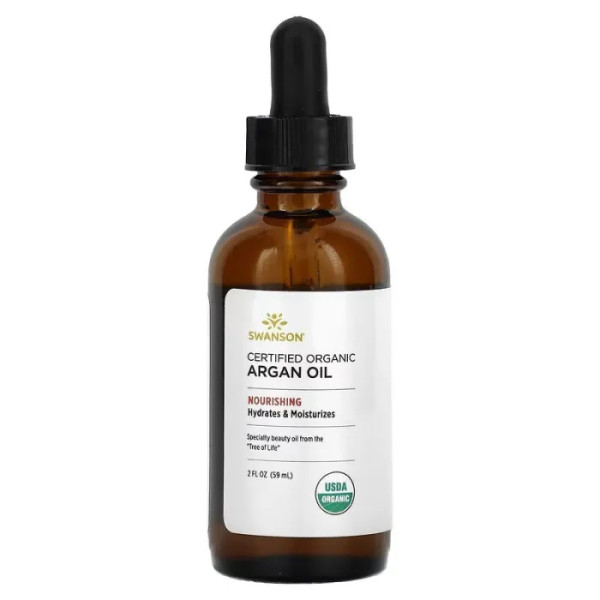 Арганова олія, Certified Organic Argan Oil, Swanson, сертифікована органічна, 59 мл