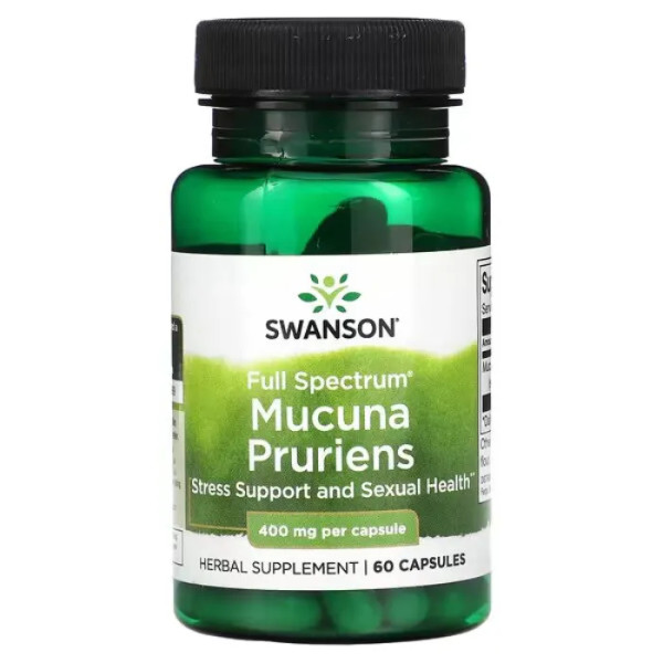 Мукуна пекуча, Mucuna pruriens, Swanson, 400 мг, 60 капсул