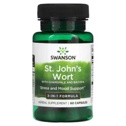 Зверобой с ромашкой и бакопой, Swanson St. John's Wort with Chamomile and Bacopa, 60 капсул
