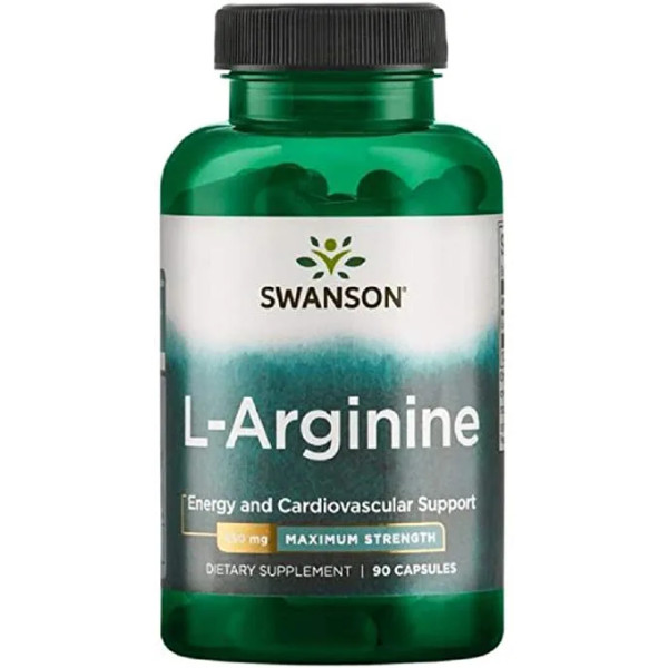 L-Аргінін, L-Arginine, Swanson, максимальна сила, 850 мг, 90 капсул
