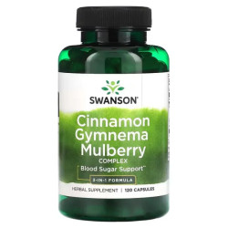 Поддержка уровня сахара в крови, Swanson Cinnamon Gymnema Mulberry, 120 капсул