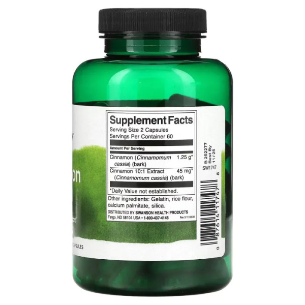 Кора кориці, Cinnamon Bark, Swanson, 120 капсул