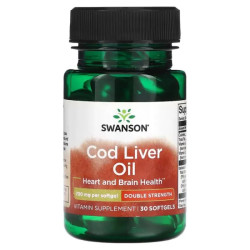 Риб'ячий жир з печінки тріски 700 мг, Swanson Cod Liver Oil, подвійна дія, 30 таблеток