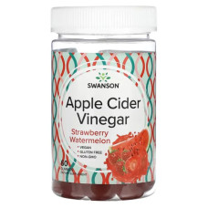 Яблучний оцет, Swanson Apple Cider Vinegar, жувальні смак кавун і полуниця 60 жувальних цукерок