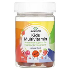 Мультивітаміни для дітей жувальні фруктове асорті, Swanson Kids Multivitamin, 60 жувальних таблеток
