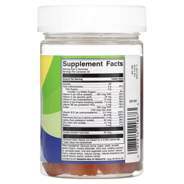 Мультивітаміни для дітей, Kids Multivitamin, Swanson, фруктове асорті, 60 жувальних таблеток