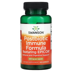 Поддержка иммунитета и пищеварения, Swanson Postbiotic Immune Formula, 500 мг, 60 капсул