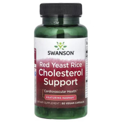 Червоний дріжджовий рис, Swanson Red Yeast Rice Cholesterol Support, 60 веганських капсул