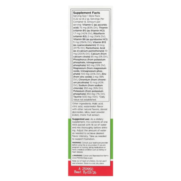 Електролітна суміш для гідратації, Electrolyte Hydration Mix, Swanson, зі смаком кавуна, 30 пакетиків по 6.2 г