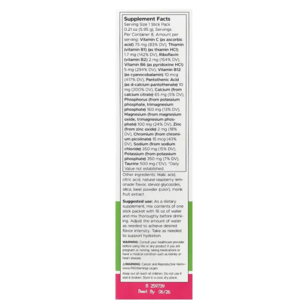 Електролітна суміш для гідратації, Electrolyte Hydration Mix, Swanson, без цукру, малиновий лимонад, 8 пакетиків по 5,95 г