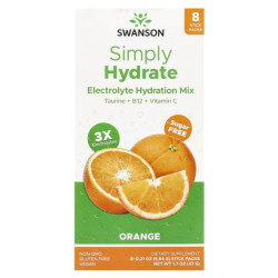 Электролиты, Swanson Electrolyte Hydration Mix, вкус апельсин, 8 саше по 5,84 г