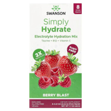Електроліти, Swanson Electrolyte Hydration Mix, смак ягідний мікс, 8 пакетиків по 6,04 г