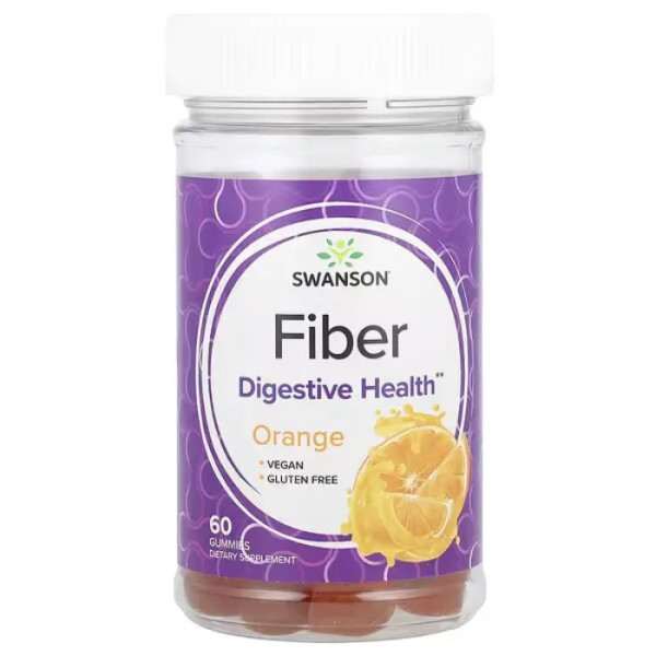 Клітковина, Fiber Gummies, Swanson, з апельсиновим смаком, 60 жувальних цукерок