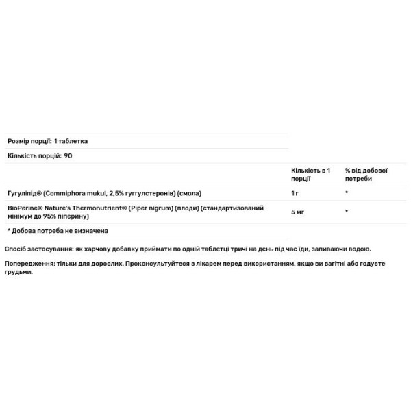 Гугуліпід, Gugulipid with BioPerine, Swanson, з біоперином, 90 таблеток