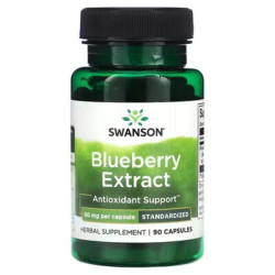 Чорниця 60 мг, стандартизований екстракт листя, Swanson Blueberry Extract, 90 капсул