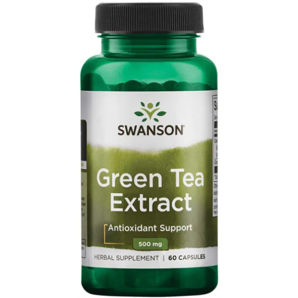 Зелений чай, екстракт, Green Tea Extract, Swanson, 500 мг, 60 капсул